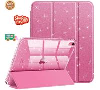 FINTIE Slim Case for iPad (A16) 11th Generation 11 Inch (2025), iPad 10th Generation 10.9 Inch (2022) - [Built-in Pencil Holder] Sparkly Cover with Shiny Back Shell, Auto Wake/Sleep, Pink