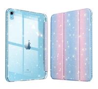 FINTIE Slim Case for iPad (A16) 11th Generation 11 Inch (2025), iPad 10th Generation 10.9 Inch (2022) - [Built-in Pencil Holder] Sparkly Cover with Shiny Back Shell, Auto Wake/Sleep, Pink/Blue