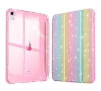 FINTIE Glitter Case for iPad (A16) 11th Generation 11 Inch (2025), iPad 10th Generation 10.9 Inch (2022) - [Built-in Pencil Holder] Sparkly Cover with Shiny Back Shell, Auto Wake/Sleep, Rainbow Ombre