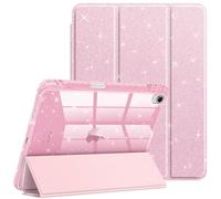 FINTIE Glitter Case for iPad Air 11-inch M4 (2026)/M3 (2025)/M2 (2024), iPad Air 5th Generation (2022) 10.9 Inch - [Built-in Pencil Holder] Sparkly Cover with Shiny Clear Back Shell, (Sakura Pink)