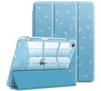 FINTIE Glitter Case for iPad Air 11-inch M4 (2026)/M3 (2025)/M2 (2024), iPad Air 5th Generation (2022) 10.9 Inch - [Built-in Pencil Holder] Sparkly Cover with Shiny Clear Back Shell, Blue