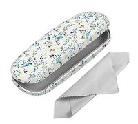 Fintie Hard Shell Eyeglasses Case, Portable Protective Glasses Cover Eyeglass Holder Box with Cleaning Cloth for Men Women, Blue Robins, S