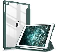 FINTIE Hybrid Case for iPad 6th/5th Gen (2018-2017) and iPad Air 2/Air 1 (2014-2013) - 9.7 Inch Shockproof Hard Shell Clear Cover with Pencil Holder, Midnight Green