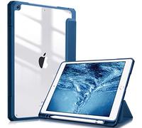 FINTIE Hybrid Case Compatible with iPad 9th / 8th / 7th Generation (2021/2020/2019 Release) 10.2 inch - Shockproof Cover with Clear Back Shell w/Pencil Holder, Auto Wake/Sleep, Marine Blue