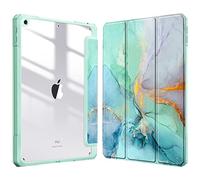 FINTIE Hybrid Case Compatible with iPad 9th / 8th / 7th Generation (2021/2020/2019) 10.2 inch - Shockproof Cover with Clear Back Shell w/Pencil Holder, Auto Wake/Sleep, Emerald Marble