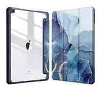 FINTIE Hybrid Case Compatible with iPad 9th / 8th / 7th Generation (2021/2020/2019) 10.2 inch - Shockproof Cover with Clear Back Shell w/Pencil Holder, Auto Wake/Sleep, Ocean Marble