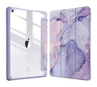 FINTIE Hybrid Case Compatible with iPad 9th / 8th / 7th Generation (2021/2020/2019) 10.2 inch - Shockproof Cover with Clear Back Shell w/Pencil Holder, Auto Wake/Sleep, Purple Marble