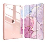 FINTIE Hybrid Case Compatible with iPad 9th / 8th / 7th Generation (2021/2020/2019) 10.2 inch - Shockproof Cover with Clear Back Shell w/Pencil Holder, Auto Wake/Sleep, Glittering Marble