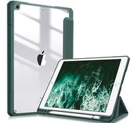 FINTIE Hybrid Case Compatible with iPad 9th/8th/7th Generation (2021/2020/2019 Model, 10.2 inch) - Shockproof Cover with Clear Back Shell w/Pencil Holder, Auto Wake/Sleep, Midnight Green