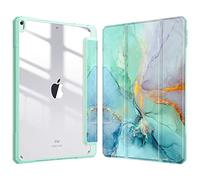 FINTIE Hybrid Case Compatible with iPad Air 3rd Generation 2019 / iPad Pro 3rd Generation 2017, 10.5-inch Built-in Pencil Holder Shockproof Cover with Clear Transparent Back Shell, Emerald Marble