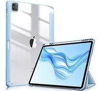 FINTIE Hybrid Case Compatible with iPad Pro 12.9 inch (2022/2021/2020/2018, 6th/5th/4th/3rd Generation) - Shockproof Clear Back Cover with Pencil Holder, Auto Wake/Sleep, Blue