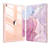 FINTIE Hybrid Case for iPad 6th / 5th Generation 9.7 Inch | Shockproof Clear Cover, Trifold Stand, Built-in Pencil Holder, Also Fits iPad Air 2 / Air 1, Glittering Marble