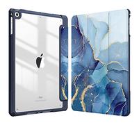 FINTIE Hybrid Case for iPad 6th / 5th Generation 9.7 Inch | Shockproof Clear Cover, Trifold Stand, Built-in Pencil Holder, Also Fits iPad Air 2 / Air 1, Ocean Blue