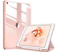 FINTIE Hybrid Case Compatible with iPad 9th / 8th / 7th Generation (2021/2020/2019) 10.2 inch - Shockproof Cover with Clear Back Shell w/Pencil Holder, Auto Wake/Sleep, Rose Gold