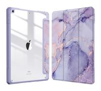 FINTIE Hybrid Case Compatible with iPad 9th / 8th / 7th Generation (2021/2020/2019 Release) 10.2 inch - Shockproof Cover with Clear Back Shell w/Pencil Holder, Auto Wake/Sleep, Purple Marble