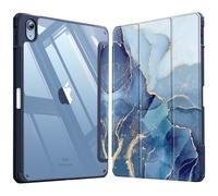 FINTIE Hybrid Case for iPad (A16) 11th Generation 11 Inch (2025), iPad 10th Generation 10.9 Inch (2022) - [Ultra Slim] Shockproof Clear Cover w/Built-in Pencil Holder, Auto Wake/Sleep, Ocean Marble