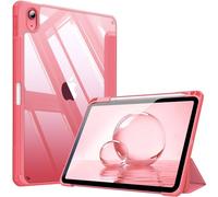 FINTIE Hybrid Case for iPad (A16) 11th Gen 11-inch (2025) & iPad 10th Gen 10.9-inch (2022) - Shockproof Clear Acrylic Back with TPU Frame, Built-in Pencil Holder, Auto Wake/Sleep, Pink