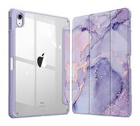FINTIE Hybrid Case for iPad (A16) 11th Generation 11 Inch (2025), iPad 10th Generation 10.9 Inch (2022) - [Ultra Slim] Shockproof Clear Cover w/Built-in Pencil Holder, Auto Wake/Sleep, Lilac Marble