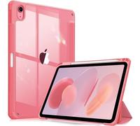 FINTIE Hybrid Case Compatible with iPad 10th Generation 2022 (10.9 Inch) - [Ultra Slim] Shockproof Clear Cover with Built-in Pencil Holder, Auto Wake/Sleep, Pink