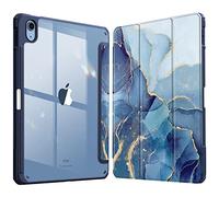 FINTIE Hybrid Case for iPad (A16) 11th Generation 11 Inch (2025), iPad 10th Generation 10.9 Inch (2022) - [Ultra Slim] Shockproof Clear Cover w/Built-in Pencil Holder, Auto Wake/Sleep, Ocean Marble
