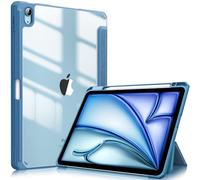 FINTIE Hybrid Case for iPad Air 11 Inch M3 (2025) / M2 (2024), iPad Air 5th / 4th Generation (2022/2020) - Shockproof Slim Clear Back Cover with Pencil Holder, Auto Wake/Sleep, Ocean Blue