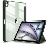 FINTIE Hybrid Case for iPad Air 11 Inch M3 (2025) / M2 (2024), iPad Air 5th / 4th Generation (2022/2020) - Shockproof Slim Clear Back Cover with Pencil Holder, Auto Wake/Sleep, Alpine Green