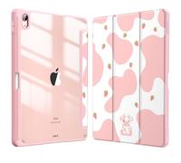 FINTIE Hybrid Case for iPad Air 11 Inch M3 (2025) / M2 (2024), iPad Air 5th / 4th Generation (2022/2020) - Shockproof Slim Clear Back Cover with Pencil Holder, Auto Wake/Sleep, Strawberry Cow