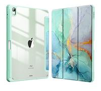 FINTIE Hybrid Case for iPad Air 11 Inch M3 (2025) / M2 (2024), iPad Air 5th / 4th Generation (2022/2020) - Shockproof Slim Clear Back Cover with Pencil Holder, Auto Wake/Sleep, Emerald Marble