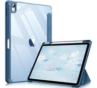 FINTIE Hybrid Case for iPad Air 11 Inch M3 (2025) / M2 (2024), iPad Air 5th / 4th Generation (2022/2020) - Shockproof Slim Clear Back Cover with Pencil Holder, Auto Wake/Sleep, Ocean Blue