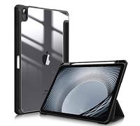 FINTIE Hybrid Case for iPad Air 11 Inch M4 (2026)/M3 (2025)/M2 (2024), iPad Air 5th/4th Generation (2022/2020) 10.9 Inch - Shockproof Slim Clear Acrylic Cover with Pencil Holder, Black