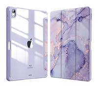 FINTIE Hybrid Case for iPad Air 11 Inch M3 (2025) / M2 (2024), iPad Air 5th / 4th Generation (2022/2020) - Shockproof Slim Clear Back Cover with Pencil Holder, Auto Wake/Sleep, Lilac Marble
