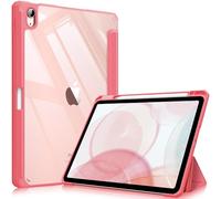 FINTIE Hybrid Case for iPad Air 11 Inch M4 (2026)/M3 (2025)/M2 (2024), iPad Air 5th/4th Generation (2022/2020) 10.9 Inch - Shockproof Slim Clear Acrylic Cover with Pencil Holder, Pink