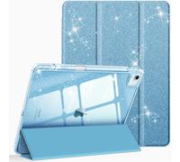 Fintie Hybrid Case for iPad Air 13 Inch (M3) 2025, (M2) 2024 with Pen Holder - Shockproof Protective Case with Transparent Hard Shell on the Back for iPad Air 13 Inch Case, Glitter Blue