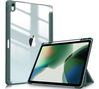 FINTIE Hybrid Case for iPad Air 13-inch M4 (2026) / M3 (2025) / M2 (2024), [Built-in Pencil Holder] Shockproof Cover with Clear Transparent Acrylic Back Shell, Auto Wake Sleep, Midnight Green