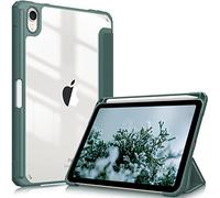 FINTIE Hybrid Case for iPad Mini 7 (A17 Pro) 2024 / iPad Mini 6 (2021) 8.3 Inch - Clear Shockproof Cover with Pencil Holder, Auto Wake/Sleep, Midnight Green