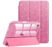 Fintie Hybrid Case for iPad mini 7 (A17 Pro) 2024 / iPad mini 6th Generation 2021 8.3 Inch with Pencil Holder - Shockproof Protective Case with Transparent Hard Back Case, Glitter Pink