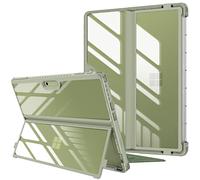 FINTIE Hybrid Case for Microsoft Surface Pro 11/10 / 9 (2024-2022) 13 inch, Shockproof Clear Cover with TPU Rugged Frame Compatible with Original Keyboard and Kickstand, Green