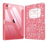 FINTIE Hybrid Slim Case for iPad 10th Generation 10.9 Inch Tablet (2022 Model) - [Built-in Pencil Holder] Shockproof Cover with Clear Transparent Back Shell, Auto Wake/Sleep, Composition Book Pink