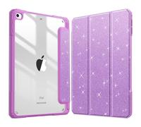 Fintie Hybrid Slim Case for iPad Mini 5th Generation 2019 / iPad Mini 4 (7.9 Inch) - [Built-in Pencil Holder] Shockproof Cover with Clear Transparent Back Shell, Glittering Purple