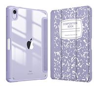 FINTIE Hybrid Slim Case for iPad Mini 6 2021 (8.3 Inch) - [Built-in Pencil Holder] Cover Clear Transparent Back Shell, Auto Wake/Sleep for iPad Mini 6th Generation, Composition Book Lilac