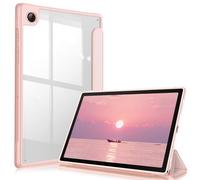 FINTIE Hybrid Slim Case for Samsung Galaxy Tab A8 10.5 inch 2021 Model (SM-X200/X205), Shockproof Cover with Clear Transparent Back Shell, Auto Wake/Sleep, Rose Gold