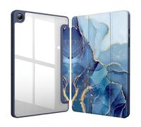 Fintie Hybrid Slim Case for Samsung Galaxy Tab A9 Plus/A9+ 5G 11 Inch 2023 Model (SM-X210/X216/X218), Shockproof Cover with Clear Transparent Back Cover, Auto Wake/Sleep, Ocean Marble