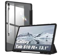 FINTIE Hybrid Slim Case for Samsung Galaxy Tab S10 FE Plus 13.1 Inch 2025 Model (SM-X620/X626) with S Pen Holder, Shockproof Cover with Clear Transparent Back Shell, Auto Wake/Sleep, Black