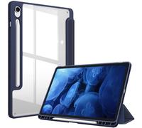 Fintie Hybrid Slim Case for Samsung Galaxy Tab S9 11 Inch 2023 Model (SM-X710/X716B/X718U) with S Pen Holder, Shockproof Cover with Clear Transparent Back Shell, Auto Wake/Sleep, Navy