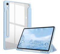 Fintie Hybrid Case for Samsung Galaxy Tab S9 FE 10.9 Inch/Tab S9 11 Inch 2023 Tablet with Pen Holder - Shockproof Protective Case with Transparent Hard Shell on the Back, Sky Blue