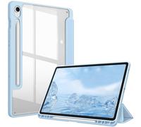 Fintie Hybrid Case for Samsung Galaxy Tab S9 FE 10.9 Inch/Tab S9 11 Inch 2023 Tablet with Pen Holder - Shockproof Protective Case with Transparent Hard Shell on the Back, Sky Blue