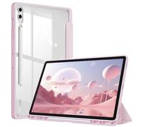Fintie Hybrid Slim Case for Samsung Galaxy Tab S10 Plus / S9 FE Plus 12.4" | Shockproof Cover with Clear Transparent Back Shell, Auto Wake/Sleep, Pink