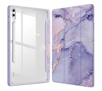 FINTIE Hybrid Slim Case for Samsung Galaxy Tab S10+ Plus/ S9 FE+ Plus/Galaxy Tab S9+ Plus 12.4 with S Pen Holder, Shockproof Cover with Clear Transparent Back Shell, Auto Wake/Sleep, Lilac Marble
