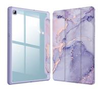 Fintie Hybrid Slim Case for Samsung Galaxy Tab S6 Lite 10.4 inch 2024/2022/2020 with S Pen Holder, Shockproof Case with Clear Transparent Backing, Lilac Marble