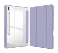 FINTIE Hybrid Slim Case for Samsung Galaxy Tab S8 Plus / S8+ 2022/S7 FE 2021/S7 Plus 2020 12.4 Inch with S Pen Holder, Shockproof Cover with Clear Transparent Back Shell, Auto Wake/Sleep, Puple